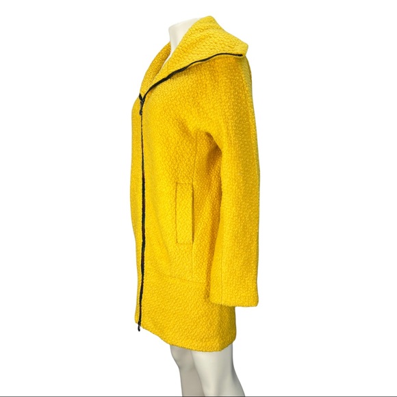 Desigual LAND Overcoat in Solar Power Yellow with Rainbow Zipper Sz 36/ US XS/S - Picture 6 of 11